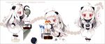  coffee coffee_pot cup dress kantai_collection kettle looking_at_viewer milk_carton northern_ocean_hime red_eyes sala_mander shinkaisei-kan translated white_dress white_hair 