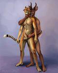  2014 anthro balls cervine cheetah deer demon duo feline flaccid gay horn male mammal nude penis red_eyes sheath spots standing ulos12 