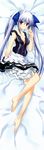  absurdres barefoot bed_sheet bloomers blue_hair breasts dakimakura dress feet highres huge_filesize medium_breasts no_bra open_clothes open_dress red_eyes scan solo tsukinon twintails underwear 