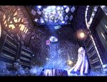  card card_with_aura chandelier clock damaged elevator falling_card highres indoors inumaru_(sougen_no_marogoya) no_humans persona persona_3 room scenery table tarot velvet_room 