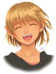  bad_id bad_pixiv_id blonde_hair closed_eyes happy open_mouth original pointy_ears short_hair signature smile solo upper_body yukihiro 