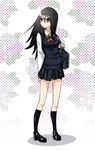  bad_id bad_pixiv_id bag black_hair brown_eyes komori_kiri long_hair sakebuotoko sayonara_zetsubou_sensei school_uniform skirt socks solo 