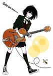  bad_id bad_pixiv_id bee black_hair blush bug converse gretsch guitar insect instrument kasuya_nagato kneehighs original school_uniform shoes short_hair smile sneakers socks solo 