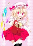  bad_id bad_pixiv_id blonde_hair fang flandre_scarlet food fruit hat one_side_up oouso open_mouth red_eyes solo strawberry thighhighs touhou wings zettai_ryouiki 