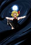  bad_id bad_pixiv_id blonde_hair darkness fangs hair_ribbon outstretched_arms red_eyes ribbon rumia short_hair solo spread_arms touhou tsuttsu 