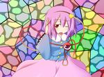  eyes gokei hairband headache heart holding_head komeiji_satori pink_hair red_eyes short_hair solo stained_glass touhou 