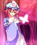  bad_id bad_pixiv_id breasts bug butterfly cleavage forest hat insect large_breasts nature no_panties pink_hair red_eyes saigyouji_yuyuko solo sumeragi_oruta touhou 