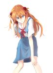  adjusting_hair blue_eyes highres long_hair neon_genesis_evangelion red_hair school_uniform solo souryuu_asuka_langley two_side_up yammy_(cellblo) 