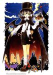  azumi_tooru bat_wings candy cape copyright_request food green_eyes shorts socks solo wings 