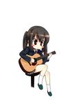  acoustic_guitar black_hair guitar instrument k-on! kouji_(campus_life) long_hair nakano_azusa school_uniform solo stool twintails 