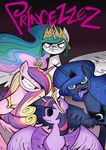  2014 blue_eyes blue_fur blue_hair crown equine female feral friendship_is_magic fur gorillaz hair horn jowybean long_hair mammal multi-colored_hair my_little_pony pink_fur princess_cadance_(mlp) princess_luna_(mlp) purple_fur purple_hair smile tongue tongue_out twilight_sparkle_(mlp) two_tone_hair unicorn winged_unicorn wings 