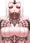  bad_id bad_pixiv_id breast_suppress breasts claws horn kantai_collection large_breasts long_hair looking_at_viewer pale_skin red_eyes seaport_hime see-through shinkaisei-kan solo white_hair zakusi 