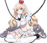  agent_7 bad_id bad_pixiv_id bdsm blonde_hair blue_eyes bondage bound breasts chain chained cuffs frilled_skirt frills large_breasts long_hair looking_at_viewer official_art original reaching simple_background sitting skirt solo veil very_long_hair white_background yuuhi_homare 