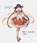  :d black_hair brown_eyes donut_(raemz) dress english full_body gloves happy_birthday highres long_hair magical_girl open_mouth original saimon_ma short_sleeves smile solo twintails very_long_hair white_gloves 