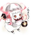  chibi costume floating_fortress_(kantai_collection) go_back! horns kantai_collection long_hair northern_ocean_hime red_eyes sch shinkaisei-kan simple_background solo translated white_background white_hair white_skin 