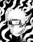  adrian_dadich clenched_teeth commentary dissolving downscaled fangs fire forehead_protector fusion greyscale horizontal_pupils konohagakure_symbol kurama_(naruto) kyuubi male_focus md5_mismatch monochrome multiple_tails naruto_(series) naruto_shippuuden ninja portrait resized sennin_mode signature slit_pupils solo spiked_hair tail teeth uzumaki_naruto whisker_markings zipper 