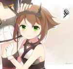  brown_hair fingerless_gloves gloves green_eyes hairband hand_on_another's_head hiiragi_souren kantai_collection looking_at_viewer md5_mismatch midriff multiple_girls mutsu_(kantai_collection) nagato_(kantai_collection) short_hair squiggle tears younger 
