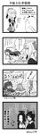  &gt;_&lt; 4girls 4koma :&gt; admiral_(kantai_collection) ahoge animal_costume bear_costume bow cantaloupe cat closed_eyes comic eyepatch food fruit greyscale hair_bow hat highres hyuga_zen kantai_collection kuma_(kantai_collection) long_hair mechanical_halo monochrome multiple_girls peaked_cap pleated_skirt ponytail school_uniform serafuku short_hair skirt tatsuta_(kantai_collection) tenryuu_(kantai_collection) translated twitter_username yuubari_(kantai_collection) |_| 