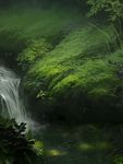  bad_pixiv_id grass izumi_sai no_humans original scenery tree water waterfall 