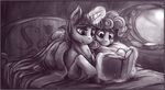  bantha bed book duo earth_pony equine female feral friendship_is_magic greyscale hooves horn horse inside levitation lying magic mammal monochrome my_little_pony on_front pillow pinkie_pie_(mlp) pony reading signature sparkles twilight_sparkle_(mlp) unicorn window 