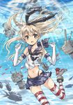  :3 air_bubble blonde_hair bubble elbow_gloves fish gloves highres kantai_collection long_hair panties pleated_skirt rensouhou-chan shimakaze_(kantai_collection) shirushi skirt solo striped striped_legwear thighhighs underwater underwear ||_|| 