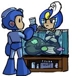  blue_eyes crossed_arms female machine male mechanical mega_man_(character) mega_man_(series) mermaid pouting robot splash_woman 