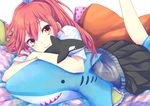  :&gt; blush free! long_hair matsuoka_gou ponytail ramune_(lamtam) red_eyes red_hair school_uniform skirt solo stuffed_animal stuffed_shark stuffed_toy stuffed_whale 