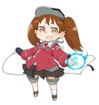  :o bad_id bad_pixiv_id brown_eyes brown_hair chibi holding japanese_clothes kantai_collection kariginu looking_at_viewer magatama moru_(monaka) open_mouth pleated_skirt ryuujou_(kantai_collection) scroll simple_background skirt solo twintails v-shaped_eyebrows visor_cap white_background 