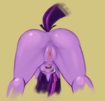  2012 abstract_background anthro anus back_turned bakuhaku clitoris equine female friendship_is_magic fur hair hooves horn horse long_hair looking_at_viewer mammal my_little_pony one_eye_closed open_mouth pony presenting purple_eyes purple_fur purple_hair pussy raised_tail solo twilight_sparkle_(mlp) two_tone_hair unicorn 