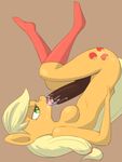  2014 animal_genitalia anthro anthrofied applejack_(mlp) autofellatio blonde_hair breasts cum cum_in_mouth cum_inside cutie_mark dickgirl earth_pony equine friendship_is_magic fur green_eyes hair half-closed_eyes hi_res horse horsecock intersex mammal masturbation my_little_pony oral orange_fur penis plain_background pony socks solo tongue verminshy 