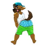  baseball_cap butt clothing dancing hat hyena kamechuu male mammal sagging shorts solo tongue underwear 