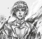  blood blood_on_face bob_cut bruno_buccellati greyscale jojo_no_kimyou_na_bouken male_focus monochrome shicewlysml solo 