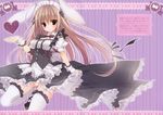  absurdres animal_ears ass_visible_through_thighs black_eyes braid brown_hair bunny_ears heart highres huge_filesize inugami_kira long_hair maid solo striped striped_background thighhighs vertical-striped_background vertical_stripes white_legwear wrist_cuffs 