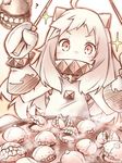  ? food gloves horns kantai_collection kibushi long_hair mittens northern_ocean_hime red_eyes shinkaisei-kan solo sparkle white_hair white_skin 