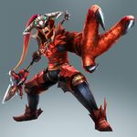 claws full_body gradient gradient_background lance monster monster_claw official_art polearm solo the_legend_of_zelda volga weapon zelda_musou 