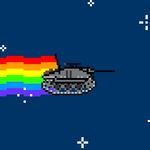  animated animated_gif caterpillar_tracks ground_vehicle jagdpanzer_38(t) lowres meme military military_vehicle motor_vehicle no_humans nyan_cat pixel_art rainbow space tail tank tank_destroyer weapon 