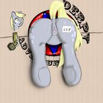  anus blonde_hair bound clitoris derpy_hooves_(mlp) female friendship_is_magic from_back hair my_little_pony pussy solo 