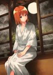  akatsuki_miho akemiho_tabi_nikki bad_id bad_pixiv_id brown_eyes brown_hair full_moon japanese_clothes kimono kouno_hikaru moon night short_hair sitting sky smile solo yukata 