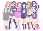  6+girls :d ;) \m/ ^_^ ahoge applejack bad_id bad_pixiv_id belt blonde_hair blue_eyes blue_hair boots bracelet butterfly_hair_ornament closed_eyes copyright_name cowboy_hat dated dress earrings fingerless_gloves fluttershy gloves green_eyes hair_ornament hairclip haruhi7131 hat high_heels jewelry long_hair low_ponytail midriff multicolored multicolored_hair multiple_girls my_little_pony my_little_pony_friendship_is_magic necklace one_eye_closed open_mouth personification pink_dress pink_hair pinkie_pie ponytail purple_eyes purple_hair rainbow_dash rainbow_hair rarity red_eyes ring shirt short_shorts shorts skirt sleeves_rolled_up smile socks tied_shirt twilight_sparkle wavy_hair 