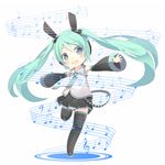  bad_id bad_pixiv_id bass_clef beamed_eighth_notes blush boots detached_sleeves dotted_half_note eighth_note green_eyes green_hair hatsune_miku long_hair musical_note necktie open_mouth outstretched_arms quarter_note shiitake_(mm0820) skirt solo staff_(music) thigh_boots thighhighs treble_clef twintails vocaloid zettai_ryouiki 