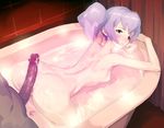  1girl aftersex areolae ass bath bathroom bathtub blood blush breasts censored clenched_teeth cum cum_on_ass cum_on_body cum_on_lower_body cum_on_upper_body earrings facial from_behind jewelry legs long_hair looking_back nipples nude penis purple_hair quadrastate red_eyes saliva small_breasts steam tears teeth thighs top_wo_nerae_2! twintails tycho_science virgin water 