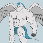  abs anthro anthrofied beefcake bulge clothing disney equine handsome heavy hercules horse invalid_tag male mammal mohawk muscles package pecs pegasus pegasus_(hercules) speedo swimsuit terrykurosu wings 