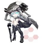  aqua_eyes bodysuit cape chibi fumizuki glowing glowing_eyes kantai_collection pale_skin shinkaisei-kan staff wo-class_aircraft_carrier 