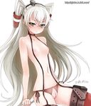  amatsukaze_(kantai_collection) bad_id bad_pixiv_id blush breasts brown_eyes censored crotchless_panties dated garter_straps ginko_(silver_fox) hair_tubes kantai_collection long_hair looking_at_viewer navel nipple_slip nipples open_mouth panties pussy silver_hair small_breasts solo suspenders thighhighs topless two_side_up underwear watermark web_address 