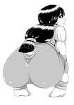  ass commentary_request final_fantasy final_fantasy_ix garnet_til_alexandros_xvii greyscale halftone huge_ass long_hair looking_back monochrome pink.s solo squatting stirrup_legwear toeless_legwear 