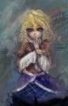  blonde_hair faux_traditional_media green_eyes hiepita_(1014) highres looking_at_viewer mizuhashi_parsee solo touhou 