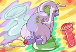  anus balls ballsack barefoot big_balls butt cum flygon_(artist) goodra knavesaga nintendo penis pok&eacute;mon presenting presenting_hindquarters puffy_anus purple_eyes solo uncut video_games 