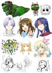  5girls absurdres blue_hair brown_eyes brown_hair bruce_banner chibi chii chobits code_geass crossover denki_shougun doraemon doraemon_(character) dragon_ball dragon_ball_z gouki hatsune_miku highres hulk kamen_rider kamen_rider_dcd kamen_rider_decade kawashima_ami keroro keroro_gunsou lloyd_asplund marvel multicolored_hair multiple_boys multiple_girls nia_teppelin nobi_nobita pillow purple_eyes smile smoking street_fighter suzumiya_haruhi suzumiya_haruhi_no_yuuutsu tears tengen_toppa_gurren_lagann toradora! translated vegeta vocaloid 