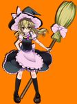  bad_id bad_pixiv_id blonde_hair braid broom hanao_(kuma-tan_flash!) hat kirisame_marisa mary_janes shoes short_hair socks solo touhou witch_hat yellow_eyes 