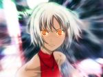  428 androgynous bare_shoulders canaan canaan_(character) fukurou glowing glowing_eyes jewelry necklace short_hair silver_hair sleeveless sleeveless_turtleneck solo turtleneck yellow_eyes 